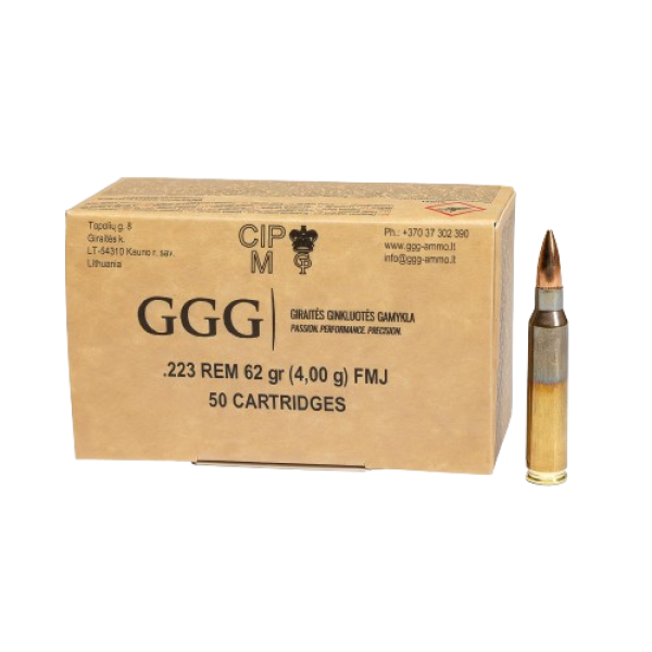 Cartușe GGG .223 Remington FMJ, 62 gr (4,00 g) – GPR12