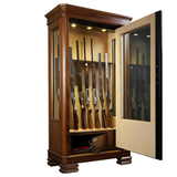 Dulap 15 arme cu vitrina si compartiment pentru munitie, invelit in lemn masiv, Prestige