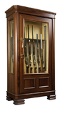 Dulap 15 arme cu vitrina si compartiment pentru munitie, invelit in lemn masiv, Prestige