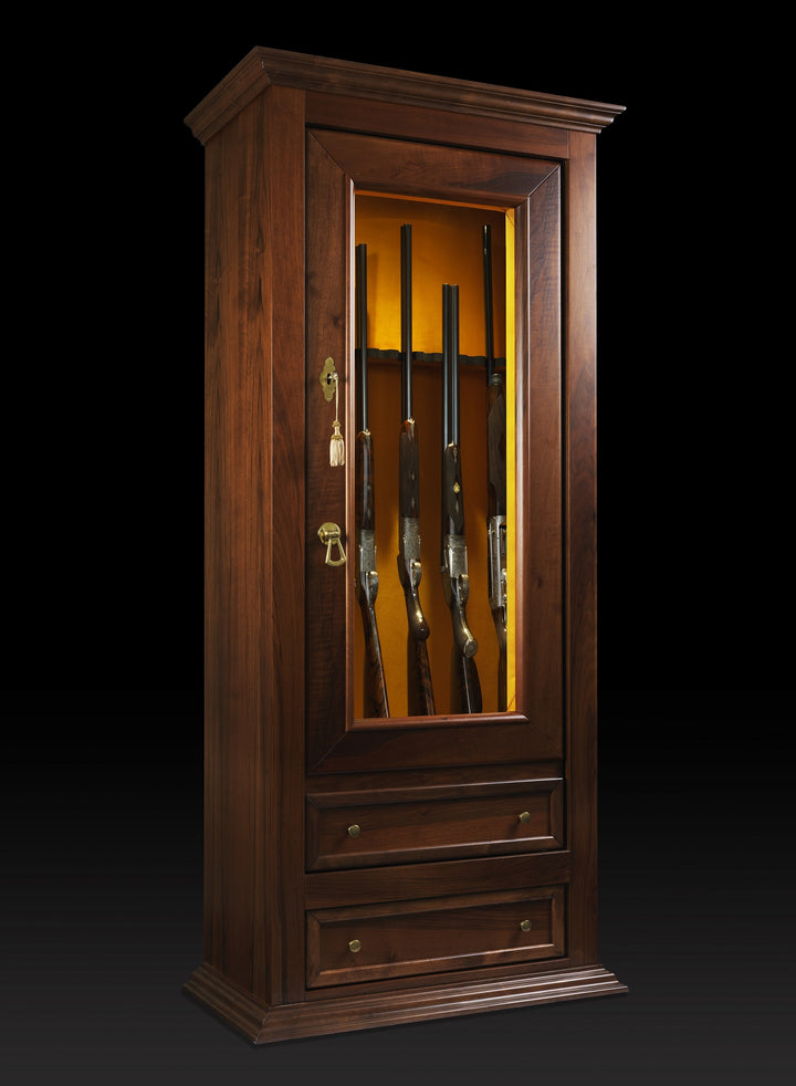 Dulap pentru 12 arme Luxury, cu vitrină, compartiment muniție, lemn masiv